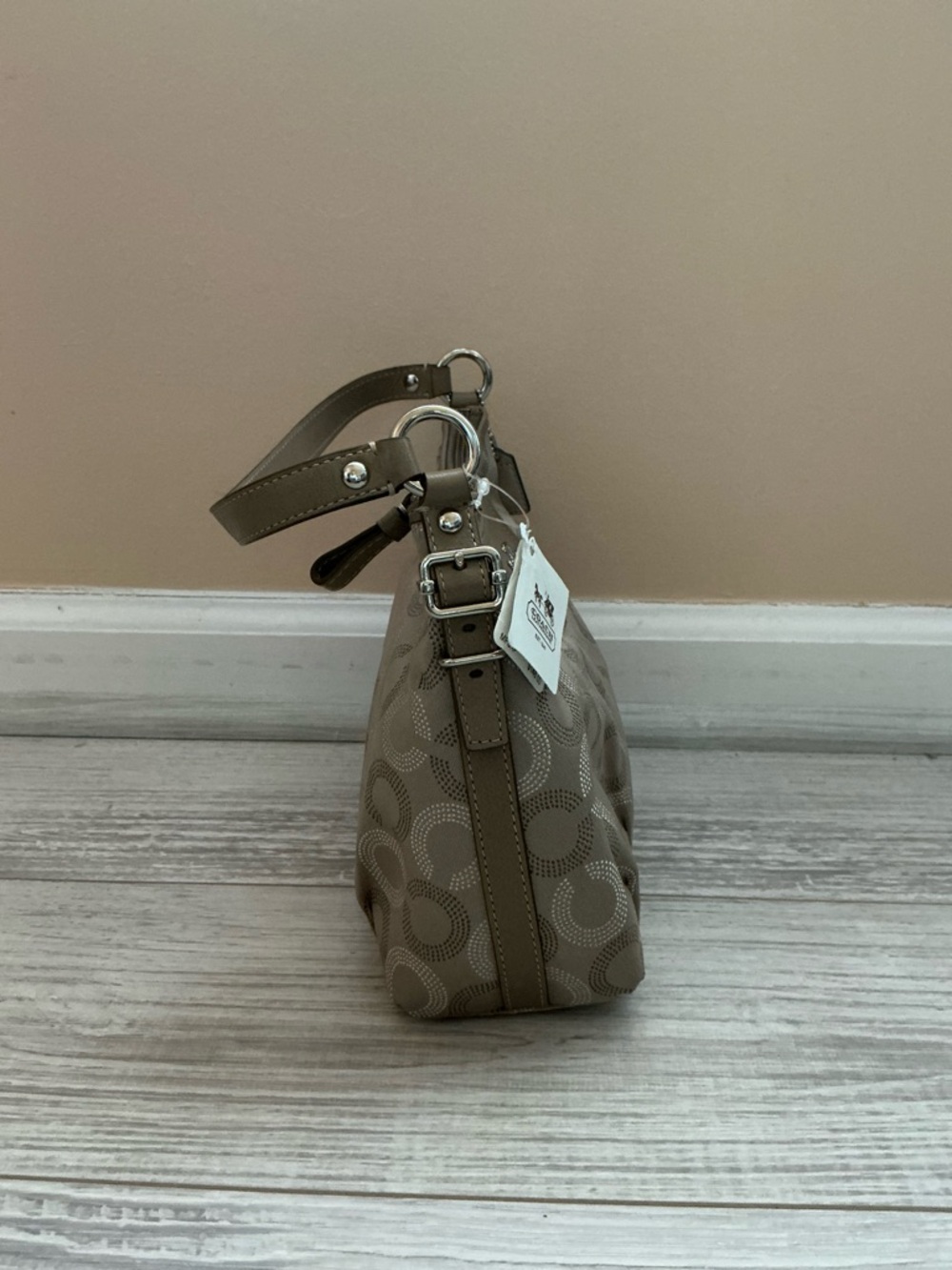 Coach Taupe Signature Shoulder Bag with Silver Hardware - Picture 2 of 8